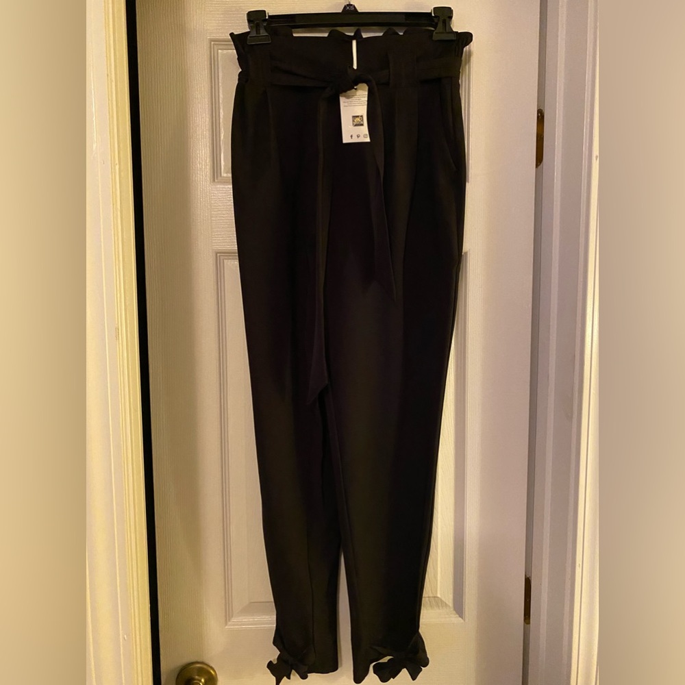 GRACE KARIN Black High Waisted Ankle Bow Pants